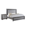 Queen Bedroom Set, Gray, Silver, Chrome Wood, 2 Piece Set with Nightstand