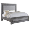 Queen Bedroom Set, Gray, Silver, Chrome Wood, 2 Piece Set with Nightstand