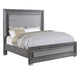 Queen Bedroom Set, Gray, Silver, Chrome Wood, 2 Piece Set with Nightstand