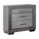 Queen Bedroom Set, Gray, Silver, Chrome Wood, 2 Piece Set with Nightstand