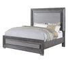 Queen Bedroom Set, Gray, Silver, Chrome Wood, 2 Piece Set with Nightstand