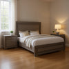 Queen Bedroom Set, Gray, Silver, Chrome Wood, 2 Piece Set with Nightstand