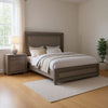 Queen Bedroom Set, Gray, Silver, Chrome Wood, 2 Piece Set with Nightstand