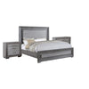 Queen Bedroom Set, Gray, Silver, Chrome Wood, 3 Piece Set with 2 Nightstands