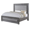 Queen Bedroom Set, Gray, Silver, Chrome Wood, 3 Piece Set with 2 Nightstands