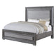 Queen Bedroom Set, Gray, Silver, Chrome Wood, 3 Piece Set with 2 Nightstands