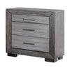 Queen Bedroom Set, Gray, Silver, Chrome Wood, 3 Piece Set with 2 Nightstands