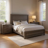 Queen Bedroom Set, Gray, Silver, Chrome Wood, 3 Piece Set with 2 Nightstands