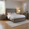 Queen Bedroom Set, Gray, Silver, Chrome Wood, 3 Piece Set with 2 Nightstands