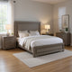 Queen Bedroom Set, Gray, Silver, Chrome Wood, 3 Piece Set with 2 Nightstands