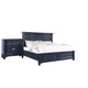 Queen Bedroom Set, Slate Blue, Nickel Wood, 2 Piece Set with Nightstand