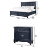 Queen Bedroom Set, Slate Blue, Nickel Wood, 2 Piece Set with Nightstand