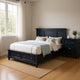 Queen Bedroom Set, Slate Blue, Nickel Wood, 2 Piece Set with Nightstand