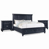 Queen Bedroom Set, Slate Blue, Nickel Wood, 3 Piece Set with 2 Nightstands