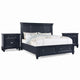 Queen Bedroom Set, Slate Blue, Nickel Wood, 3 Piece Set with 2 Nightstands