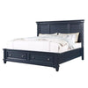 Queen Bedroom Set, Slate Blue, Nickel Wood, 3 Piece Set with 2 Nightstands