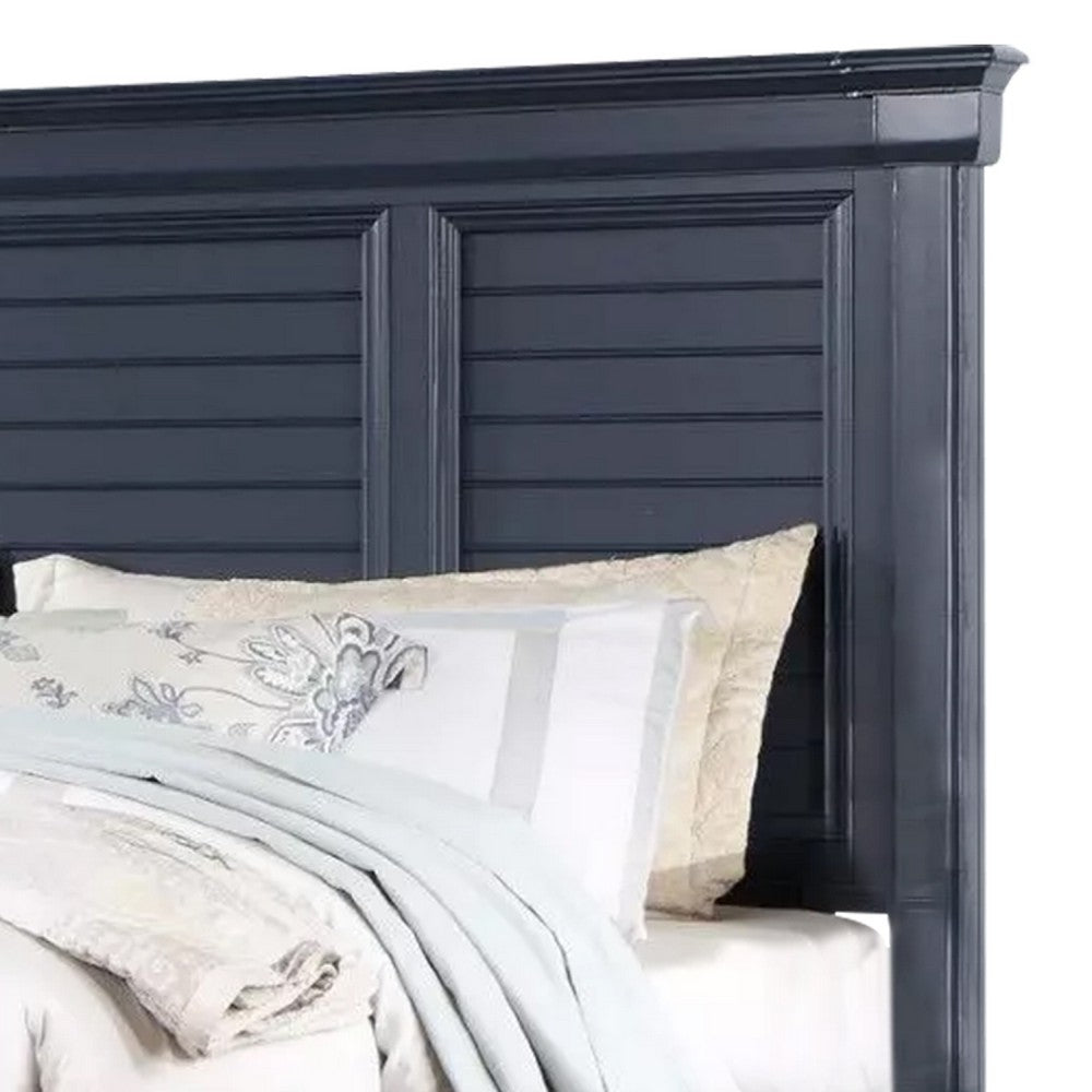 Queen Bedroom Set, Slate Blue, Nickel Wood, 3 Piece Set with 2 Nightstands