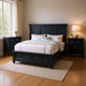 Queen Bedroom Set, Slate Blue, Nickel Wood, 3 Piece Set with 2 Nightstands