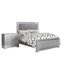 2-Piece Queen Bedroom Set – Silver Finish Bed & Matching Nightstand