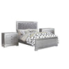 3-Piece Queen Bedroom Set – Silver Finish Bed & Matching Nightstand