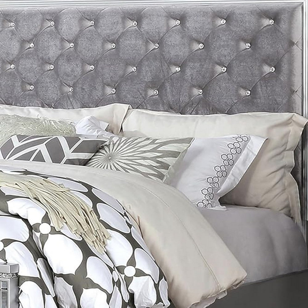 3-Piece Queen Bedroom Set – Silver Finish Bed & Matching Nightstand