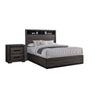 Queen Bedroom Set in Gray & Black Wood – 2 Piece Set with Nightstand