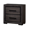 Queen Bedroom Set in Gray & Black Wood – 2 Piece Set with Nightstand