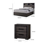 Queen Bedroom Set in Gray & Black Wood – 2 Piece Set with Nightstand