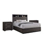 Queen Bedroom Set in Gray & Black Wood – 3 Piece Set with 2 Nightstands