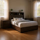 Queen Bedroom Set in Gray & Black Wood – 3 Piece Set with 2 Nightstands
