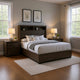 Queen Bedroom Set in Gray & Black Wood – 3 Piece Set with 2 Nightstands