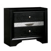 Queen Bedroom Set, Black, Silver Wood, 2 Piece Set with Nightstand