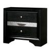 Queen Bedroom Set, Black, Silver Wood, 2 Piece Set with Nightstand