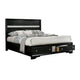 Queen Bedroom Set, Black, Silver Wood, 2 Piece Set with Nightstand