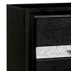 Queen Bedroom Set, Black, Silver Wood, 2 Piece Set with Nightstand