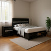 Queen Bedroom Set, Black, Silver Wood, 2 Piece Set with Nightstand