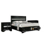 Queen Bedroom Set, Black, Silver Wood, 3 Piece Set with 2 Nightstands