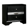 Queen Bedroom Set, Black, Silver Wood, 3 Piece Set with 2 Nightstands