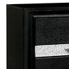 Queen Bedroom Set, Black, Silver Wood, 3 Piece Set with 2 Nightstands