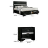 Queen Bedroom Set, Black, Silver Wood, 3 Piece Set with 2 Nightstands