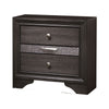 Queen Bedroom Set in Gray & Silver with Brown Wood Accents – 2 Piece Set with Nightstand