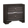 Queen Bedroom Set in Gray & Silver with Brown Wood Accents – 2 Piece Set with Nightstand