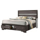 Queen Bedroom Set in Gray & Silver with Brown Wood Accents – 2 Piece Set with Nightstand
