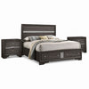 Queen Bedroom Set in Gray & Silver with Brown Wood Accents – 3 Piece Set with 2 Nightstands