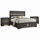 Queen Bedroom Set in Gray & Silver with Brown Wood Accents – 3 Piece Set with 2 Nightstands