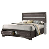 Queen Bedroom Set in Gray & Silver with Brown Wood Accents – 3 Piece Set with 2 Nightstands