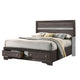 Queen Bedroom Set in Gray & Silver with Brown Wood Accents – 3 Piece Set with 2 Nightstands