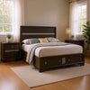 Queen Bedroom Set in Gray & Silver with Brown Wood Accents – 3 Piece Set with 2 Nightstands