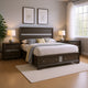 Queen Bedroom Set in Gray & Silver with Brown Wood Accents – 3 Piece Set with 2 Nightstands