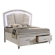 Queen Bedroom Set in Pearl White & Silver with Clear Wood Accents – 2 Piece Set with Nightstand